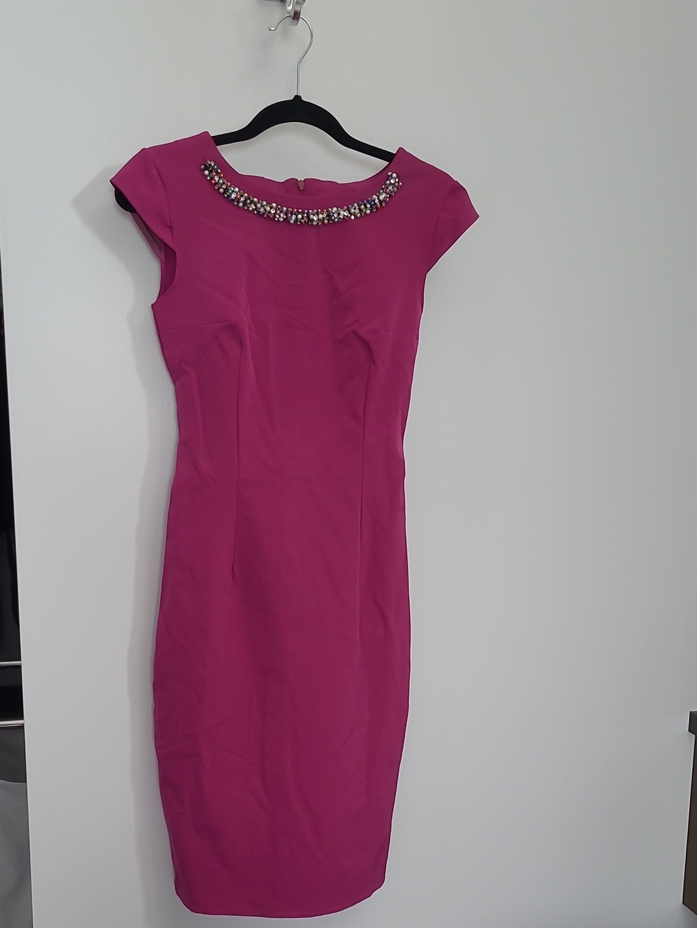 Maiocci Women's Embellished Neck Midi Dress - Fuchsia, Small